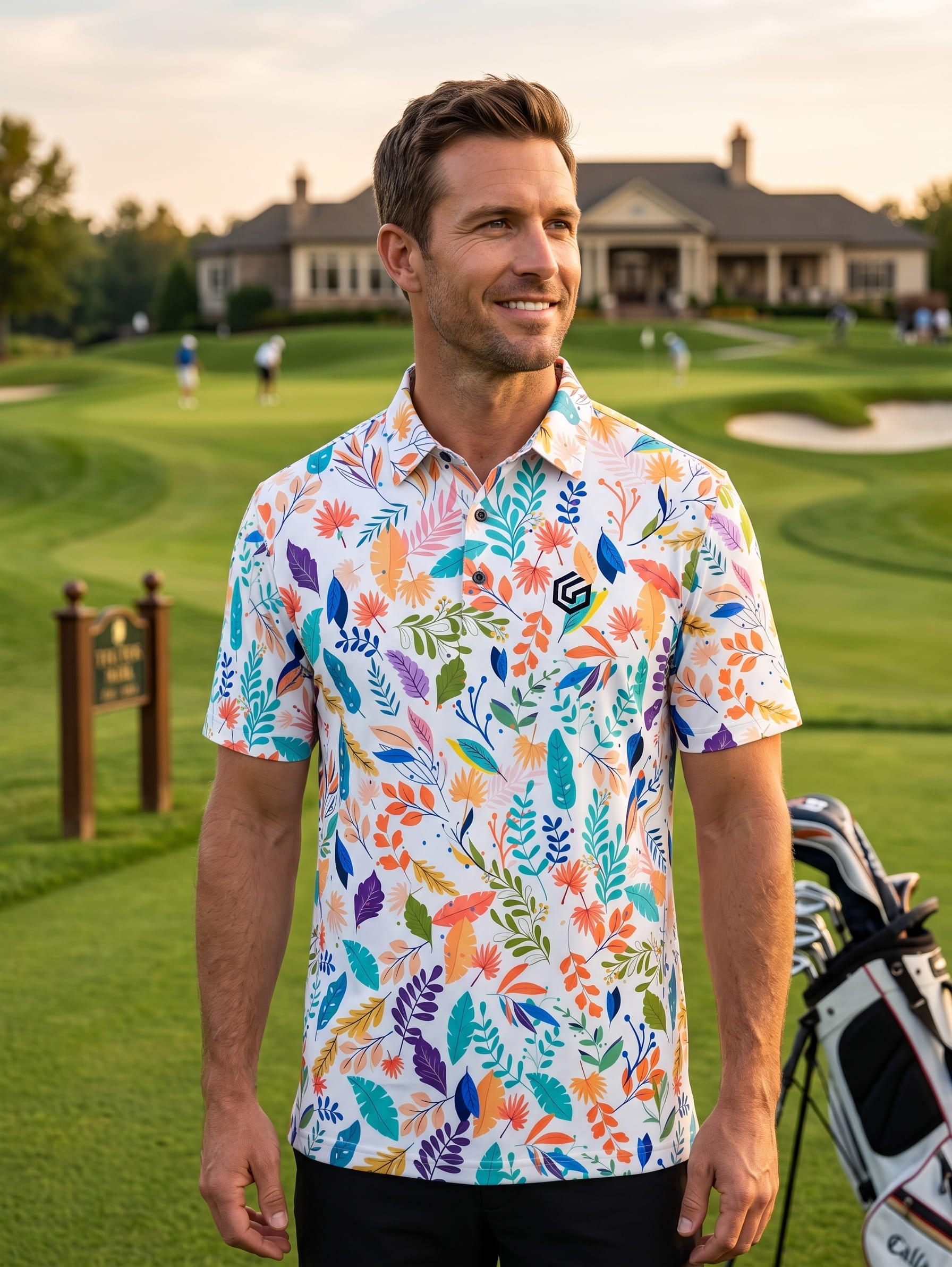 Good Game Golf Shirt Spring Leaves